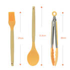 Kit Utensílios De Silicone Cozinha Com Cabo De Madeira E Copo