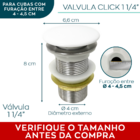 Kit Valvula Click Cerâmica E Sifao Sanfonado Cromado Universa