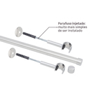 Kit Varão de Cortina 1,50 metros 19mm Aço Metal Prata DeVictor