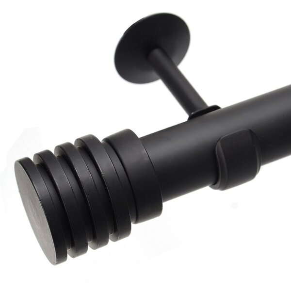 Kit Varão De Cortina 28mm 2m Ponteira Glacial Couselo Preto F