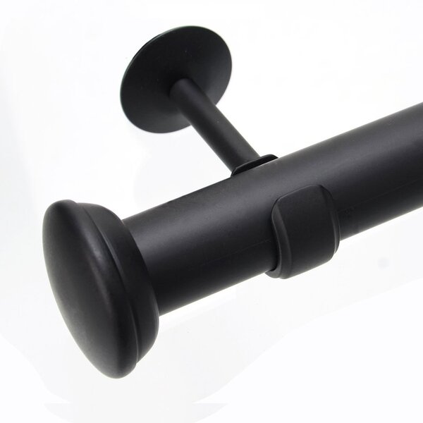 Kit Varão De Cortina 28mm 2m Ponteira Meia Lua Couselo Preto