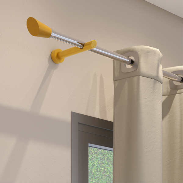 Kit Varão de Cortina 2 metros 19mm Alumínio Alemão Nobre Eco Cerejeira Belchior