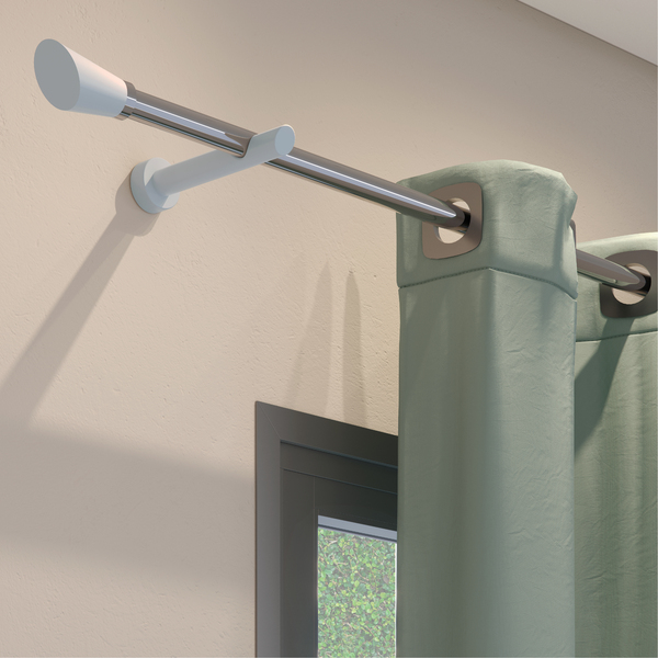 Kit Varão de Cortina 2 metros 19mm Alumínio Alemão Nobre Eco Branco Belchior