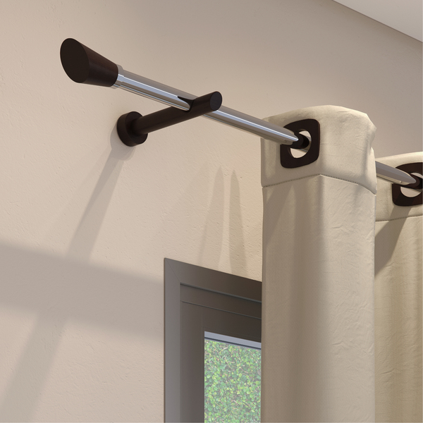 Kit Varão de Cortina 2 metros 19mm Alumínio Alemão Nobre Eco Imbuia Belchior