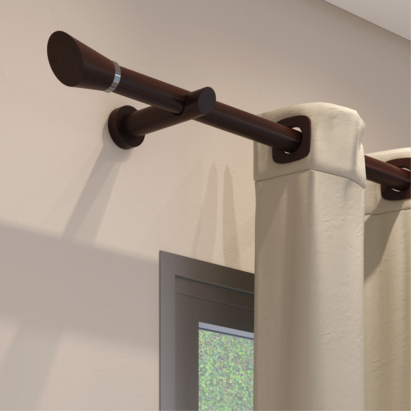 Kit Varão de Cortina 2 metros 28mm Aço Alemão Eco Imbuia Belchior