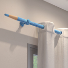 Kit Varão de Cortina 2 metros 28mm Aço Kids Formato de Lapis Azul Belchior