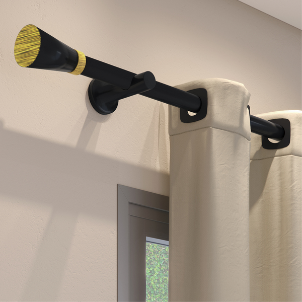 Kit Varão de Cortina 2 metros 28mm PVC Jade Sacandi Preto e Pinus Belchior