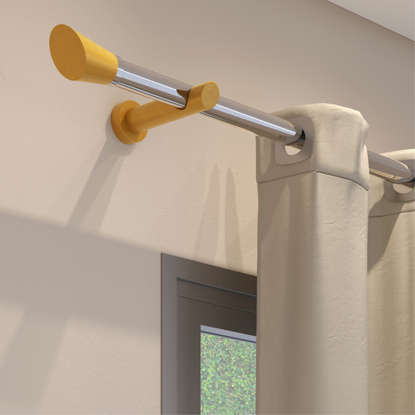 Kit Varão de Cortina 3 metros 28mm Alumínio Alemão Nobre Eco Cerejeira Belchior