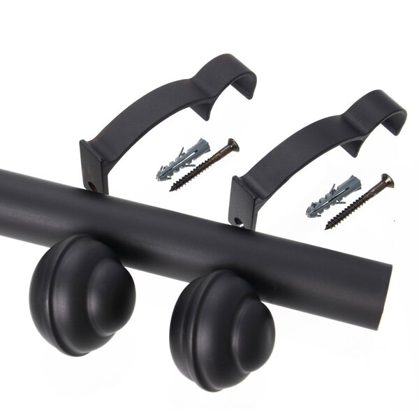 Kit Varão De Cortina Barcelona 19mm 3,00m (bola) Couselo Preto