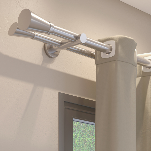 Kit Varão de Cortina Duplo 2 metros 28mm PVC Scandi Duplo Prata Belchior