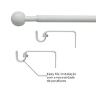 Kit Varão de Cortina Extensível 1,2 a 2,1 metros 13/16mm Ferro Bola Branco Inspire