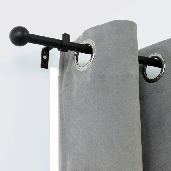 Kit Varão de Cortina Extensível 1,2 a 2,1 metros 13/16mm Ferro Bola Preto Inspire