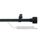 Kit Varão de Cortina Extensível 1,60 a 3 metros 16/19 Ferro Preto Inspire