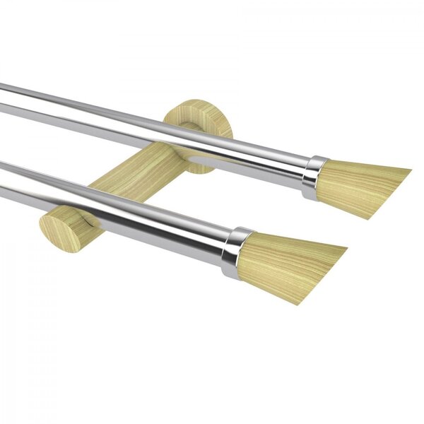 Kit Varão Duplo De Cortina 19mm 300cm Com Emenda Alemão Plus