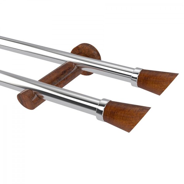 Kit Varão Duplo De Cortina 19mm 300cm Com Emenda Alemão Plus