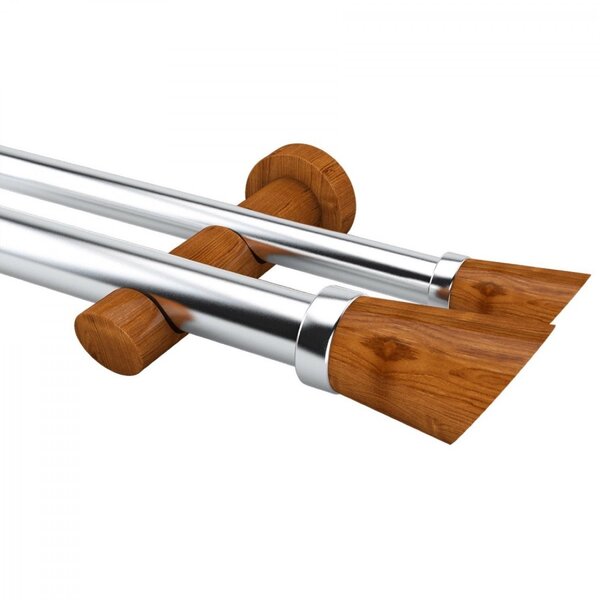 Kit Varão Duplo De Cortina 2m Alemão Plus Belchior Cumaru