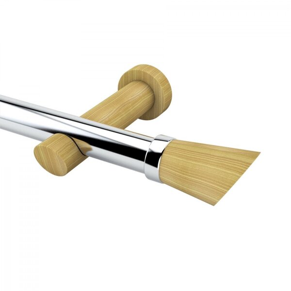 Kit Varão Simples De Cortina 19mm 400cm Com Emenda Alemão Plu