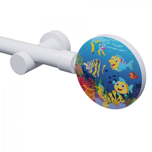 Kit Varão Simples De Cortina 28mm 200cm Kids Fundo Do Mar Bel