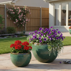 Kit Vaso de Planta Cerâmica Verde Bola Bella Art Vetrificados - 2 Unidades