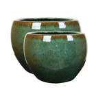 Kit Vaso de Planta Cerâmica Verde Bola Bella Art Vetrificados - 2 Unidades