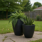 Kit Vaso de Planta com Prato Plástico Preto Samba Naterial - 2 Unidades