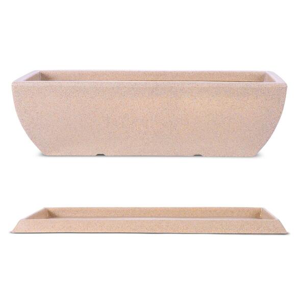 Kit Vaso E Prato Jardineira Tamara Bege 60 Terrano