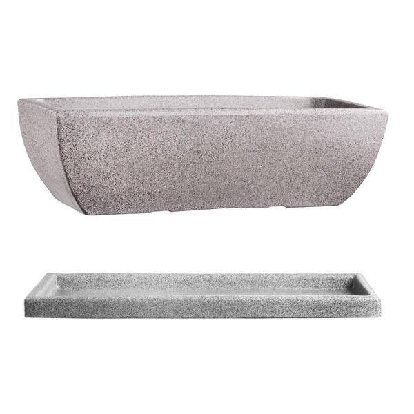 Kit Vaso E Prato Jardineira Tamara Pedra 60 Terrano