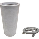Kit Vaso para Planta + Suporte com Rodas 73cm Cinza