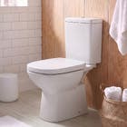 Kit Vaso Sanitrio com Caixa Acoplada e Assento Polipropileno Branco Quadrado 3 e 6 litros Debba Classic Roca