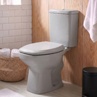 Kit Vaso Sanitrio com Caixa Acoplada e Assento Cinza Platina Quadrado 3 e 6 litros Thema Incepa