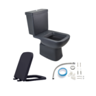 Kit Vaso Sanitário com Caixa Acoplada e Assento Preto Matte Duplo Acionamento 3/6L Vertical Lyon Plus Sensea