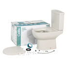 Kit Vaso Sanitário com Caixa Acoplada Bege Fosco Duplo Acionamento 3/6L Saída Vertical Smart Roca