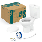 Kit Vaso Sanitário com Caixa Acoplada e Assento Duplo Acionamento 3/6L Vertical Azalea Branco Celite