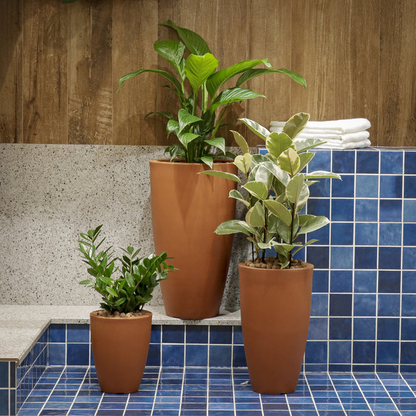 Kit Vasos de Planta em Plástico Terracota Vietnamita Vasart - 3 Unidades