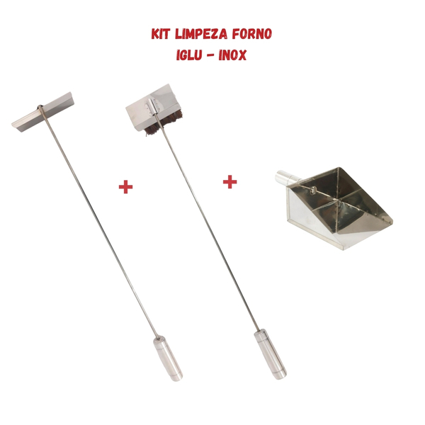 Kit Vassoura Piaçava, Pá Cinza, Rodo De Limpeza Fornos, Inox