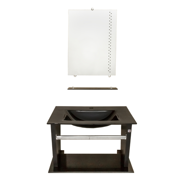 Kit Vegas 60: 1 Tampo Cuba Moldada + Módulo Toalheiro Preto