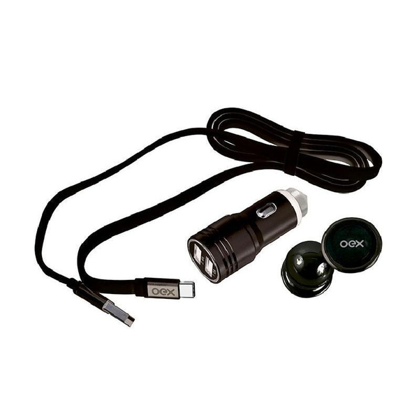 Kit Veicular Carregador E Suporte Oex Kv200 - Preto