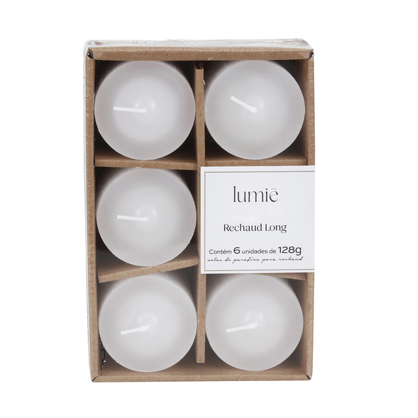 Kit Velas Decorativas 6 unidades de 128g Branca 6x5,5cm Lumie