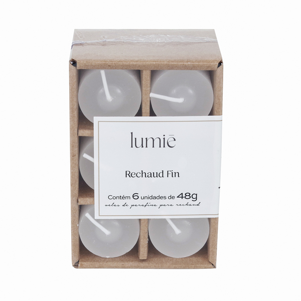 Kit Velas Decorativas 6 unidades de 48g Branca 6x3,5cm Lumie