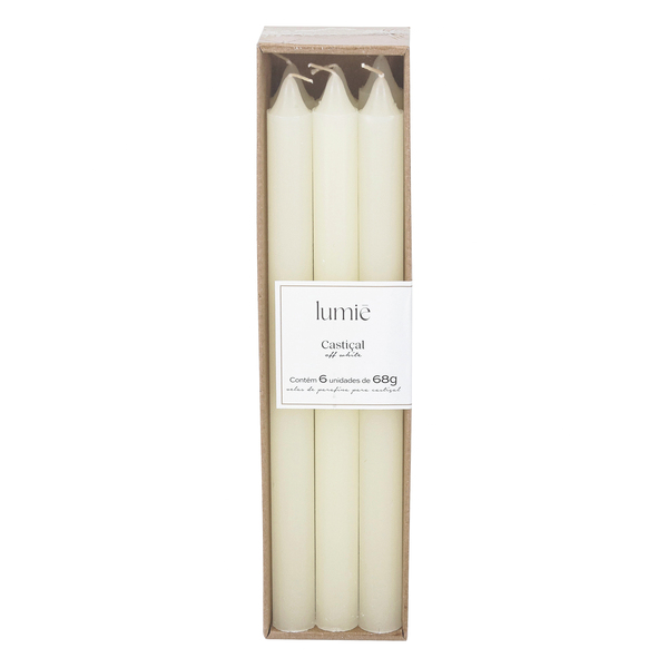 Kit Velas Decorativas 6 unidades de 68g Bege 26,1x2cm Lumie
