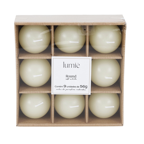 Kit Velas Decorativas 9 unidades de 56g Bege 5x5cm Lumie