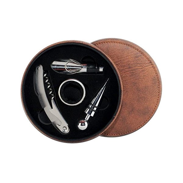 Kit Vinho 4 Peças Com Estojo De Couro Unyhome