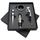 Kit Vinho 4 Peças Saca Rolha Tampa Dosador Salva Gotas
