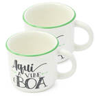 Kit Xícara Café Cafezinho Mini 60ml Coloridas Frases 2 Pçs Mo