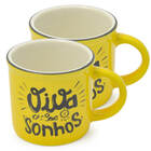 Kit Xícara De Café Cafezinho 120ml Coloridas Frases 2 Peças A