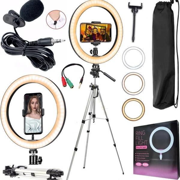 Kit Youtuber Tripé Profissional Microfone Led Ring Light + Mi