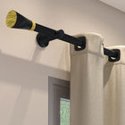 Kit Varão de Cortina 3 metros 28mm PVC Jade Sacandi Preto e Pinus Belchior