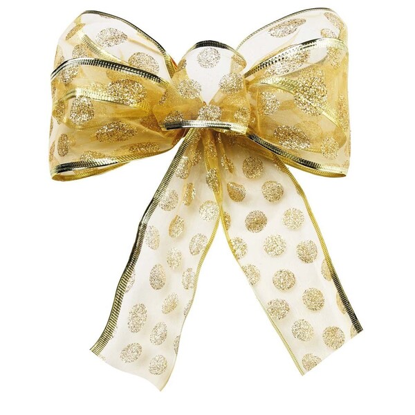 Laço De Árvore De Natal Estampa Bolas 1 Unidade Dourado