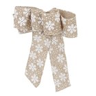 Laço Decorativo Floco de Neve Bege e Branco 5x25x35cm Cromus