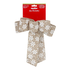Laço Decorativo Floco de Neve Bege e Branco 5x25x35cm Cromus
